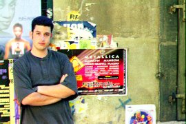 Ben Roberts up against the wall in Geneva - 1999